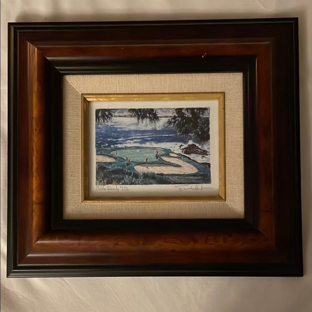 Framed Signed Scott Medlock Pebble Beach 7th Hole